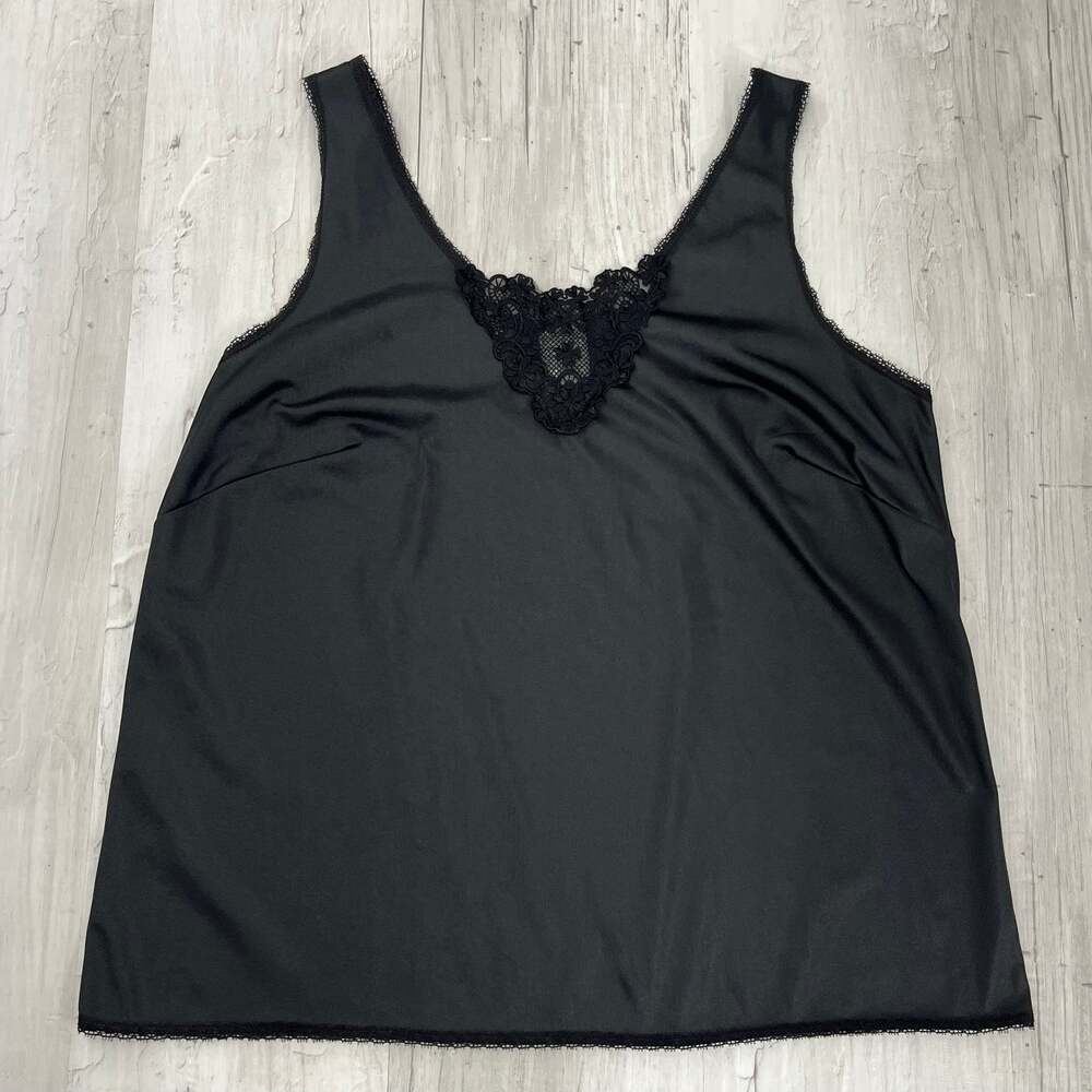 Patricia Lingerie Black Camisole Lace Trim Slip Top 38 90s Minimalist Chic Goth